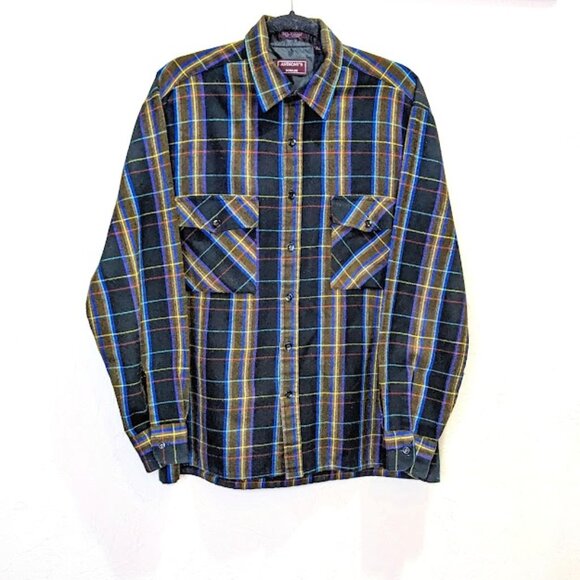 Anthony's Other - Vintage Mens Plaid Button Up Size L Flannel Colorful Western Long Sleeve Shirt